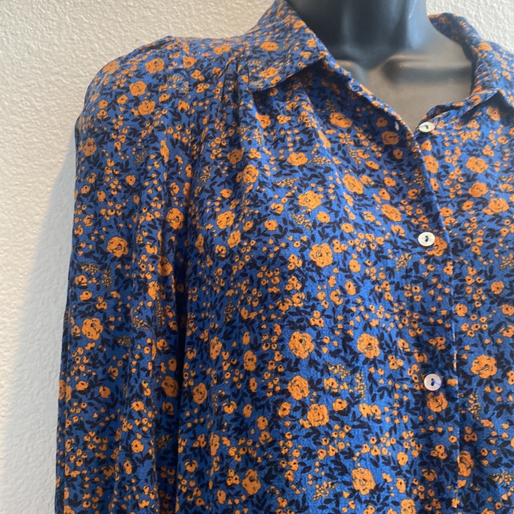 Zara Beautiful Navy Blue With Orange Flowers Top Xs F Gem Zara Beautiful Navy Blue With Orange Flowers Top Xs F Gem